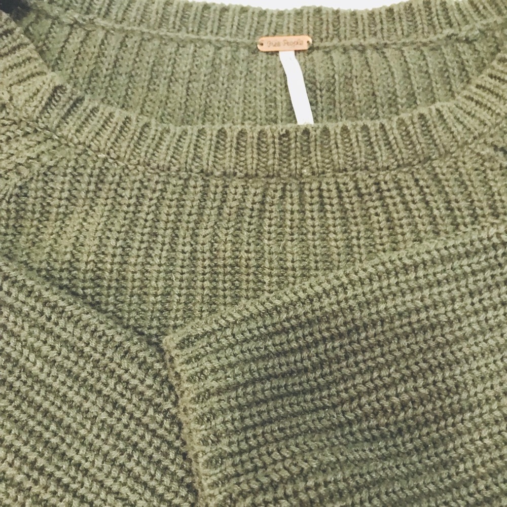 Free People Green Cropped Sweater